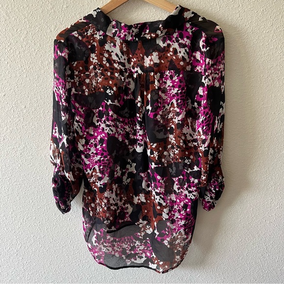 Diane Von Furstenberg Lorelei Cheetah Splash Pink Silk Blouse Size 2 - Picture 3 of 7